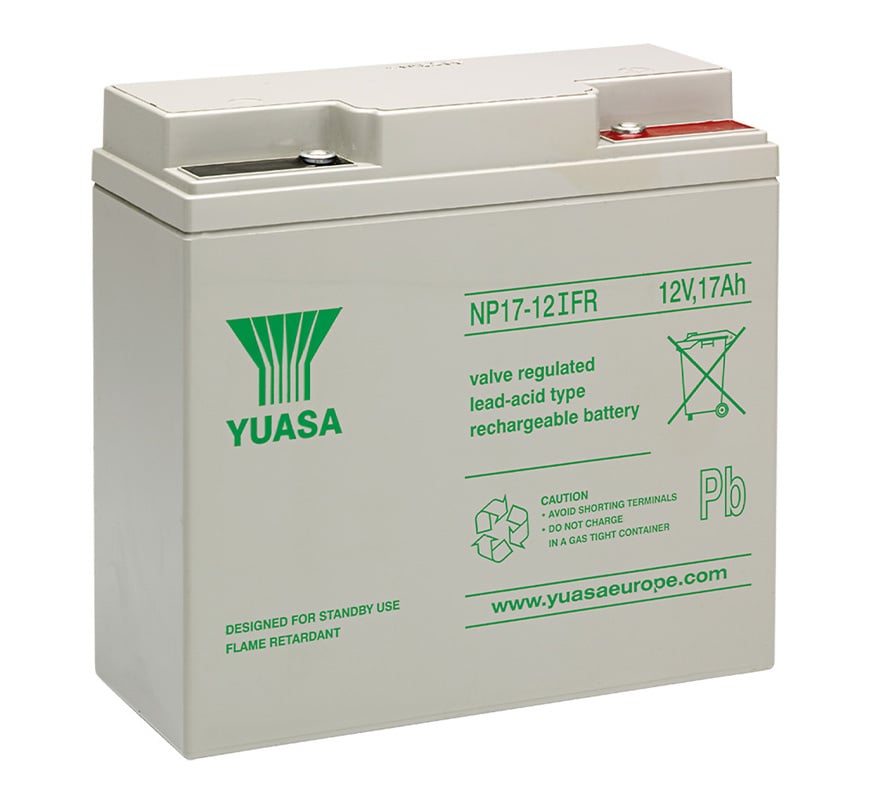 Yuasa NP 12v 17Ah Sealed Lead Acid Battery - Flame Retardant (NP17-12FR) - JEM Systems UK