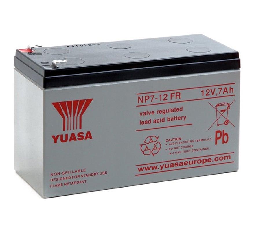 Yuasa NP 12v 7Ah Sealed Lead Acid Battery - Flame Retardant (NP7-12FR) - JEM Systems UK