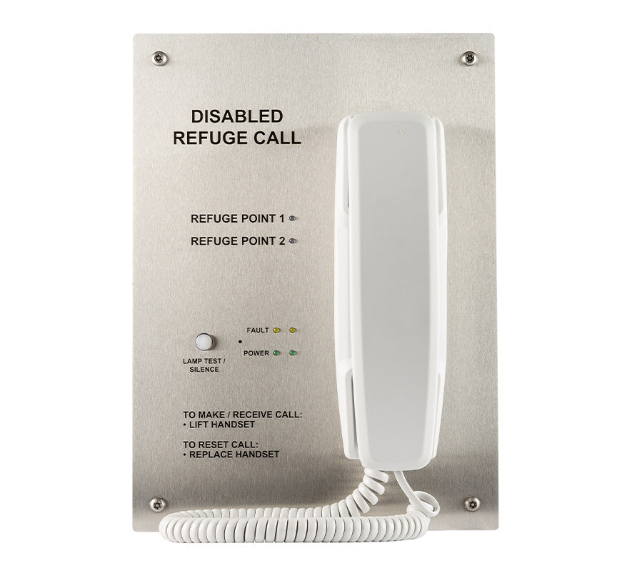 Cameo Orbital RS2 2-Line Disabled Refuge Control Panel c/w Batteries, Flush Mount - Radial Wired (ORB/R/RS2F) - JEM Systems UK