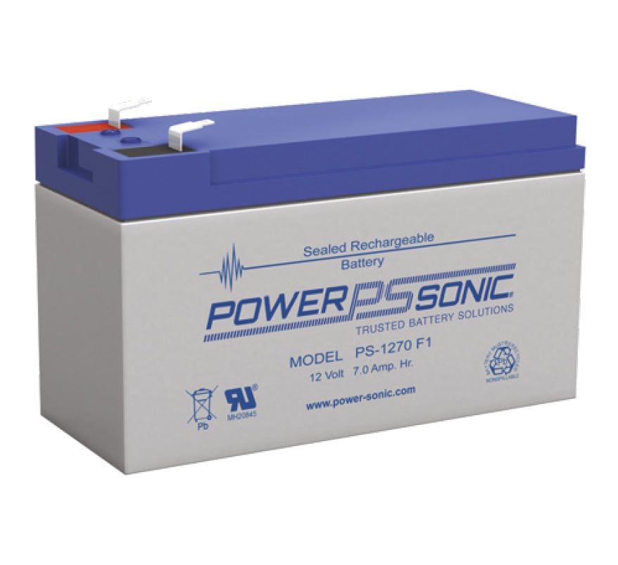 Power Sonic 12v 7Ah Sealed Lead Acid Battery - Flame Retardant (PS-1270FR) - JEM Systems UK