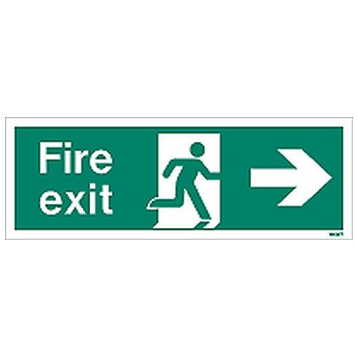 Firechief Sign FIRE EXIT RIGHT White (W435T)