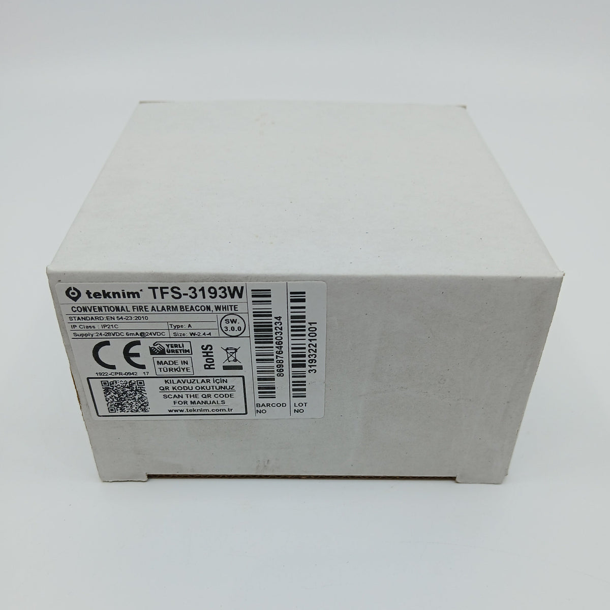 FireClass TFS-3193W Conventional Fire Alarm Flasher White - JEM Systems UK