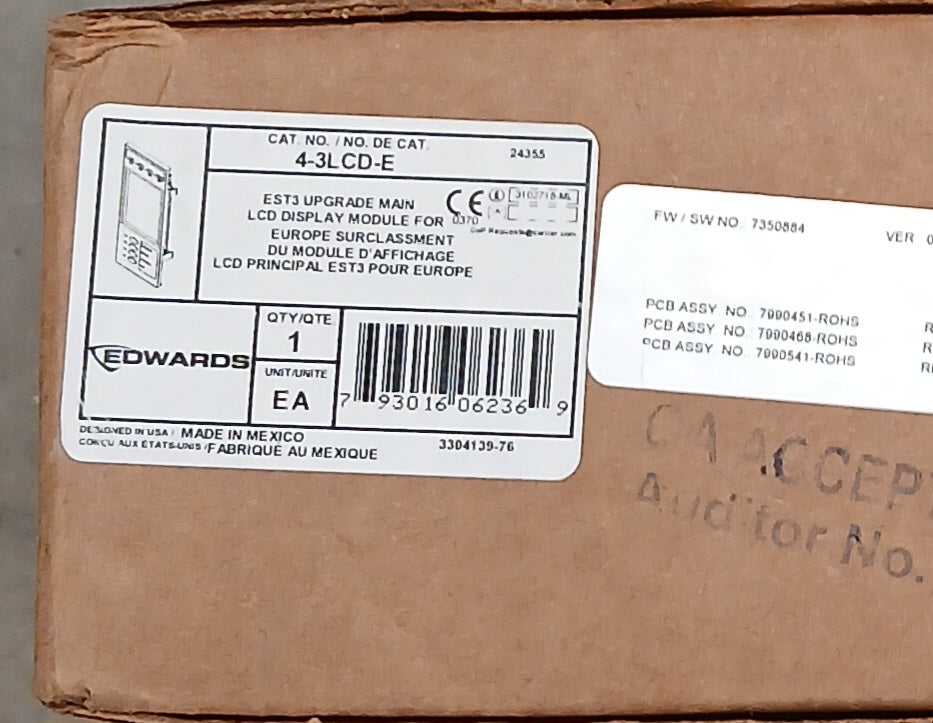 Edwards 4-3LCD-E Fire Alarm LCD Annunciator Display