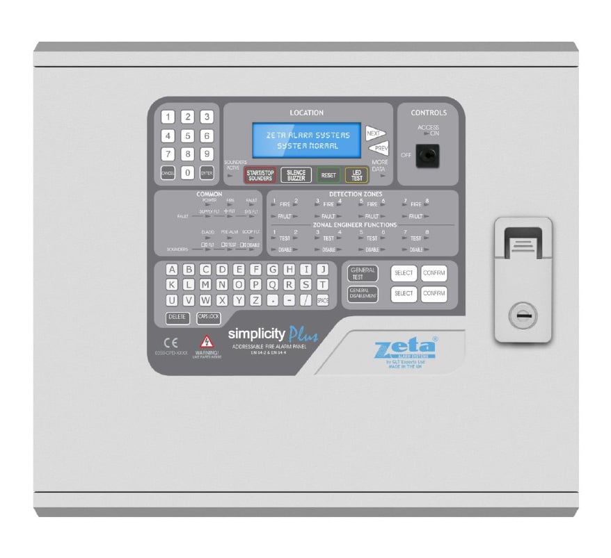 Zeta Simplicity Plus 64 1 Loop Addressable Fire Panel (126 Devices) (SP-126/M) - JEM Systems UK