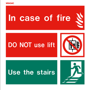 Firechief W6434C Sign IN CASE OF FIRE White