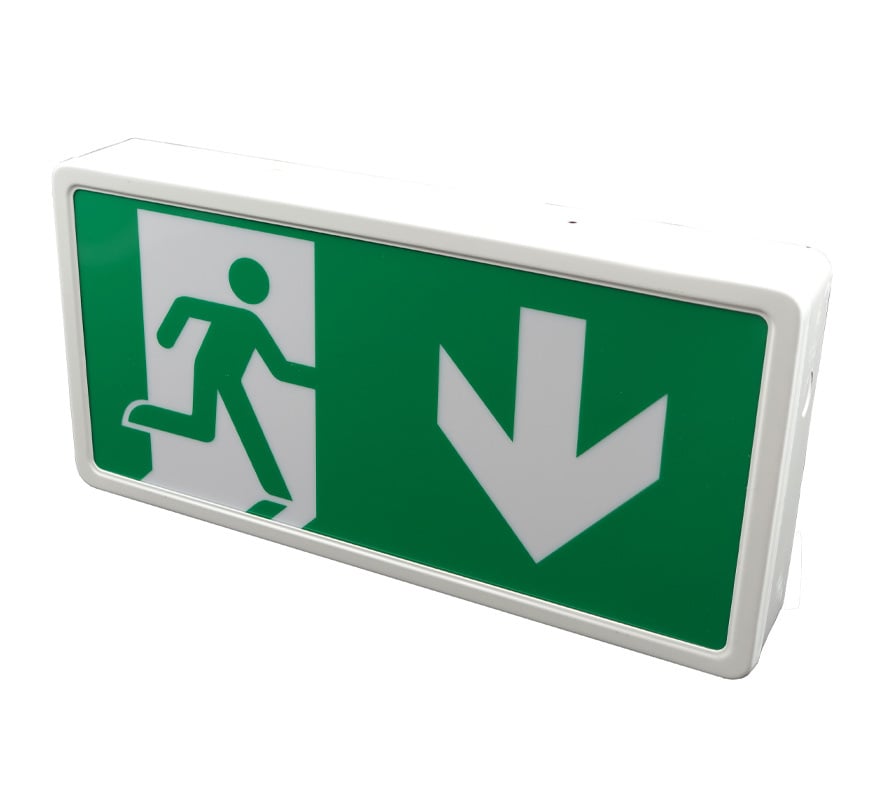 BLE THORNCLIFFE Emergency Exit Box with Self Test - Down Arrow Legend (EL-131350) - JEM Systems UK