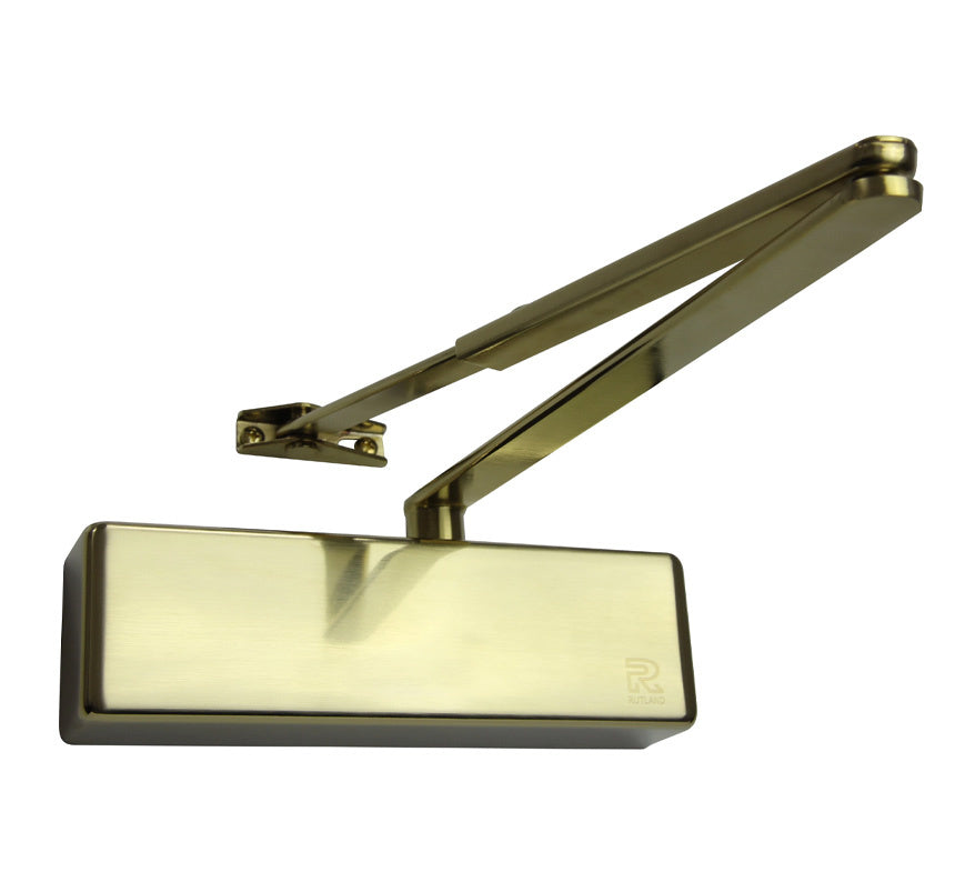 Rutland TS.3204 Fixed Power EN3 Overhead Door Closer - Satin Brass (TS.3204.SLFB.SBSB) - JEM Systems UK
