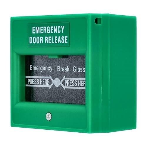 CDVI EM200GDB EM Series Double-Pole Break Glass Emergency Door Release, 3A at 12VDC, Green