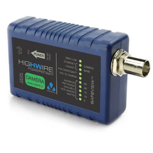 Veracity VHW-HWPS-C HIGHWIRE Powerstar Ethernet and PoE Over Coax Converter, Camera Unit