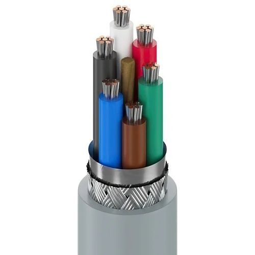 Belden 9942 060100 22AWG Computer EIA RS-232 Cable, Stranded (7x30) Tinned Copper Conductors, Semi-Rigid PVC Insulation, Overall Beldfoil Tinned Copper Braid Shield, PVC Jacket, 30m, Chrome