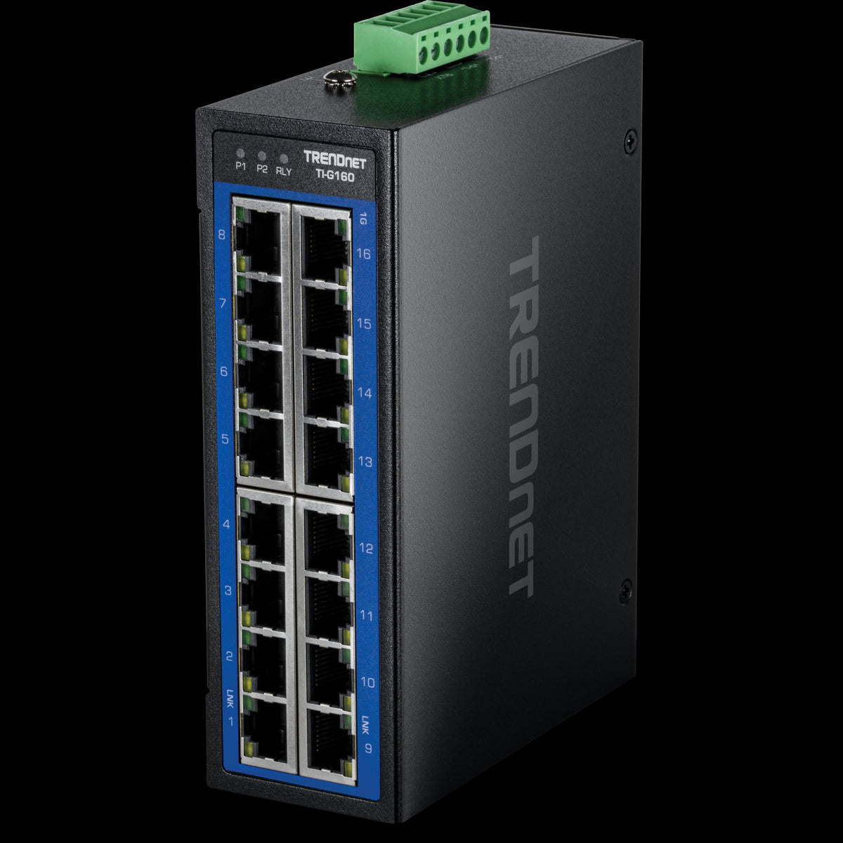 TRENDnet TI-G160 16-Port Industrial Gigabit L2 Managed DIN-Rail Switch, IP30, Metal Housing