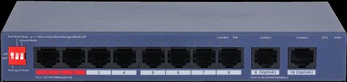 Dahua Technology DH-CS4010-8ET2GT-110 10-Port Cloud Managed Desktop Switch with 8-Port PoE, 2 Gb Uplink, 110 W PoE, Metal, Silver