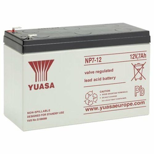 Yuasa NP7-12L Industrial NP Series, 12V 7Ah Valve Regulated Lead Acid Battery, 20-Hr Rate Capacity, General Purpose