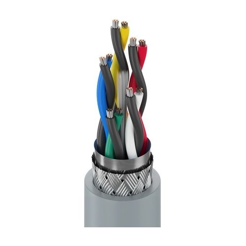 Belden 9842.003 24/2 RS-485 Cable, Tinned Copper, PE Insulation, Overall Beldfoil and Tinned Copper Braid Shield, PVC Outer Jacket, 30m Reel, Chrome