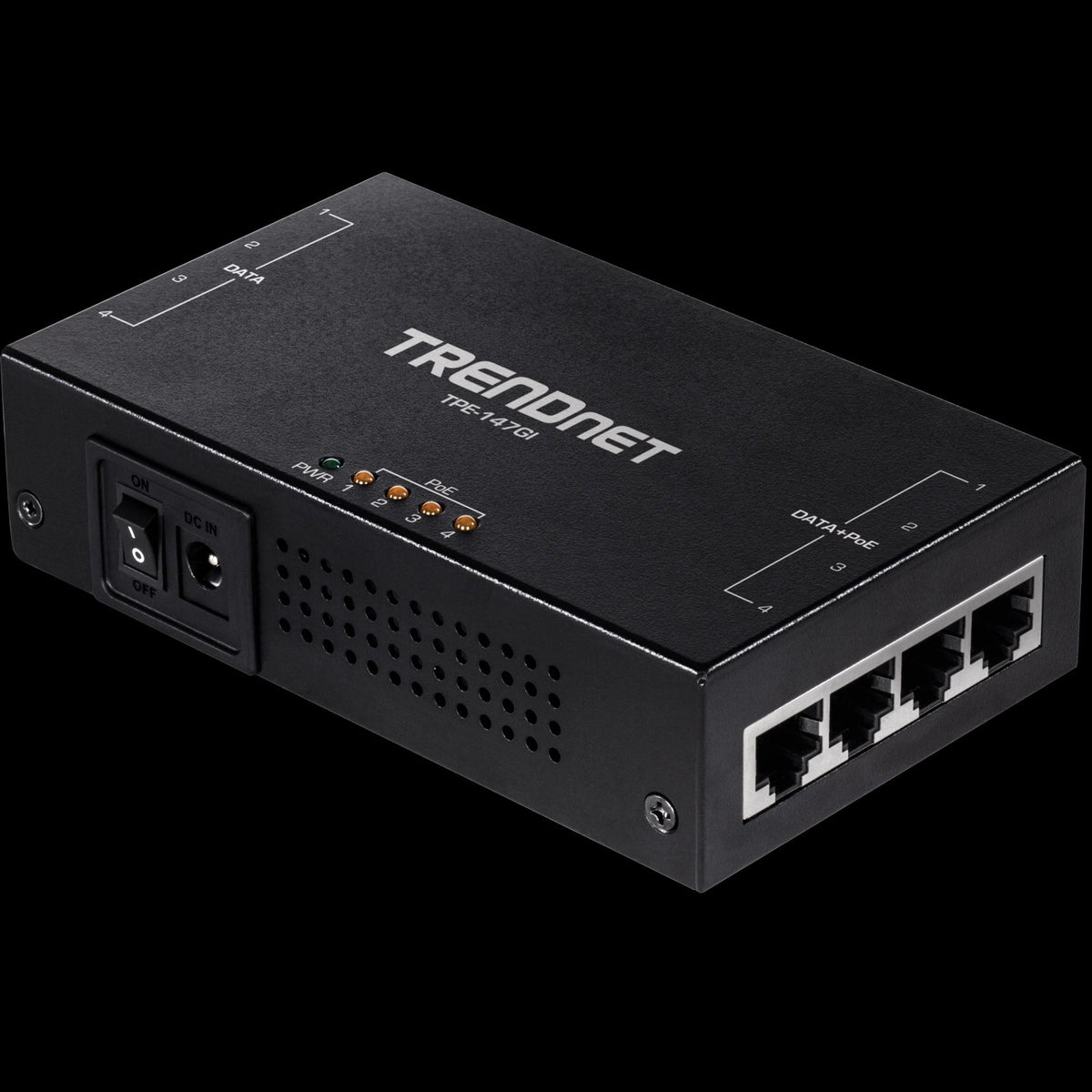 TRENDnet TPE-147GI 65W 4-Port Gigabit PoE+ Injector, Fanless Design