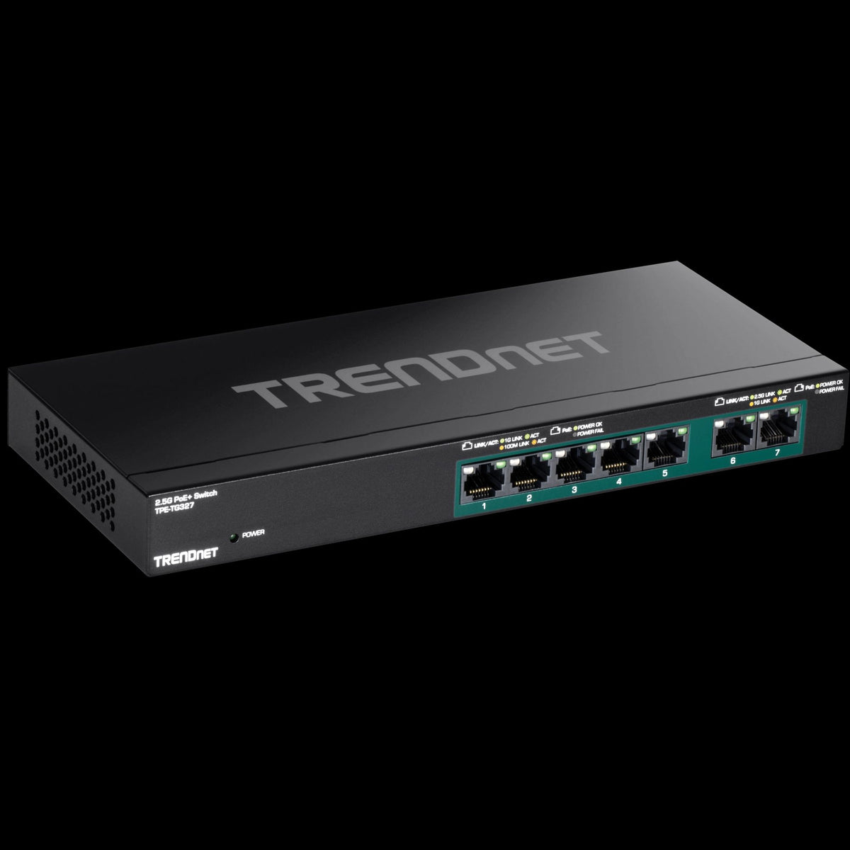 TRENDnet TPE-TG327 7‑Port Multi‑Gig PoE+ Switch 2x2.5G + 5x1G Ports, 70W PoE Budget