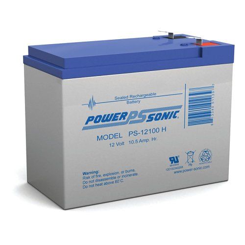Power Sonic PS12100H PS Series, 12V, 10.5Ah, 6 Cells, Sealed Lead Acid Rechargable Battery, 20-Hr Rate Capacity