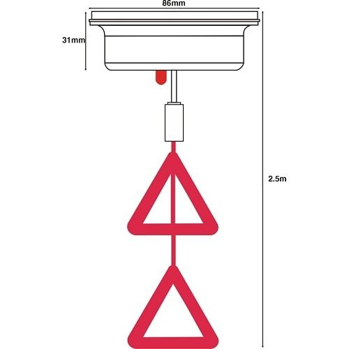 Hoyles S1600-R Ceiling Pull Switch 2.5m Cord with LED 12VDC, Red