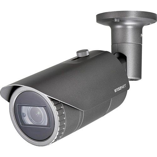 Hanwha QNO-8080R Q Series, WDR IP66 5MP 3.2-10mm Motorized Varifocal Lens, IR 30M IP Bullet Camera, Grey
