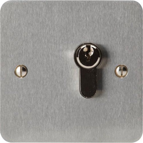 3E 3E0668-1DP Euro-Profile Keyswitch, Momentary Contact, Double Pole, Single-Gang, Satin Stainless Steel