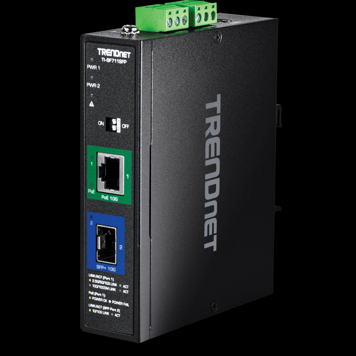 TRENDnet TI-BF711SFP Industrial 10G SFP+ to 10G PoE++ Media Converter