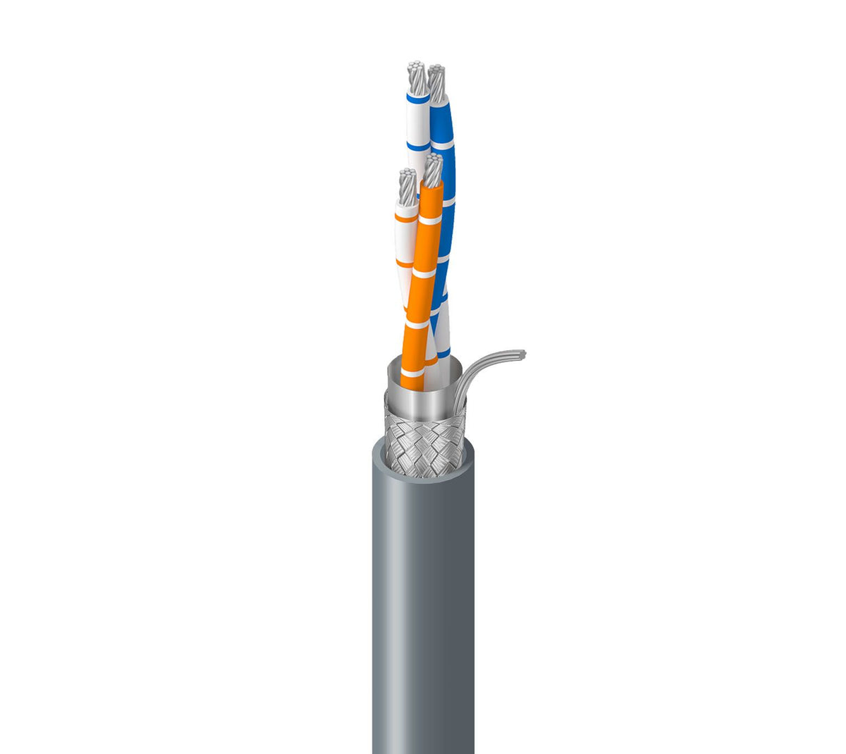 Belden 9842LV.02305 RS-485 24/2 Stranded TC Cable, Polyethylene Insulation, Overall Beldfoil + TC Braid Shield, LSZH Jacket, CM, CPR B2ca, 305m Reel, White