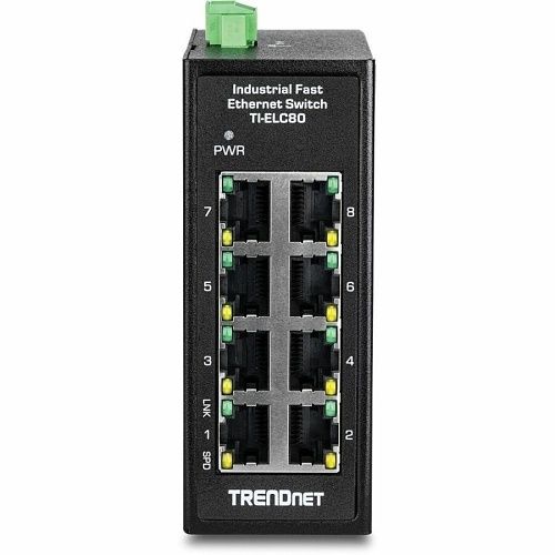 TRENDnet TI-ELC80 8-Port Industrial Fast Ethernet DIN-Rail Mini Switch