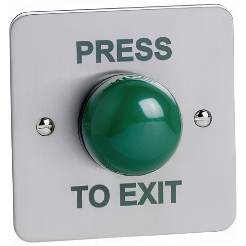 STP STP-SPB004F Flush Mount Dome Weatherproof Exit Button, Stainless Steel, Green