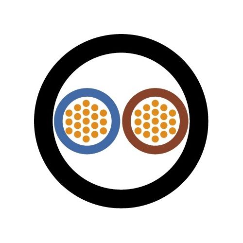 Quality Connectivity QF/3182B/1.0/BLK Round Flexible Cable 3182B H05Z1Z1-F, 2x1.0mm2, B2CA, Black, 100m