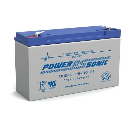 Power Sonic PS-6100VdS PS Series, 6V, 10Ah, 6 Cells, Sealed Lead Acid Rechargable Battery, 20-Hr Rate Capacity