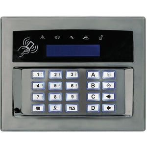 Pyronix EURO-LCDPZ-SCHROME EURO 32-Character LCD Keypad, Surface Mount, Satin Chrome