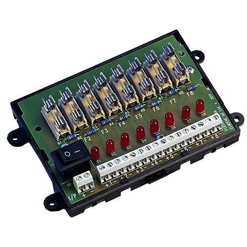 Elmdene FOM8-DIN 8 way Fused Output Module, Video PSU DIN Rail Mountable