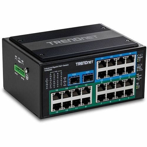 TRENDnet TI-PG262 26-Port Hardened Industrial Gigabit PoE+ DIN-Rail Switch