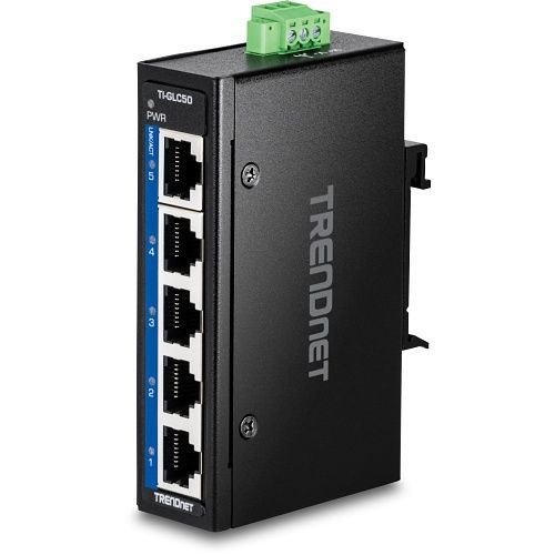 TRENDnet TI-GLC50 5-Port Industrial Gigabit DIN-Rail Mini Switch