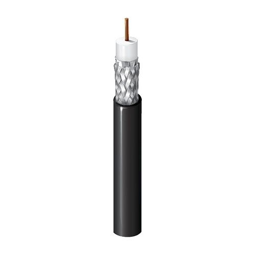 Belden 1694A.00305 18 AWG Solid BC SDI Coaxial Cable, 75 Ohm, RG-6, CMR, 305m Reel, Black