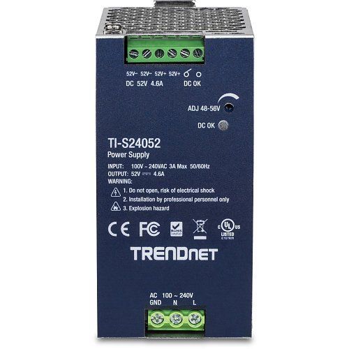 TRENDnet TI-S24052 DIN-Rail Power Supply with PFC Function, 52V DC, 4.61A AC/DC, 240W