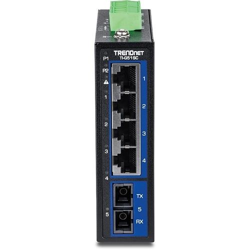 TRENDnet TI-G51SC 5-Port Industrial Gigabit DIN-Rail Switch with Multi-Mode SC Port