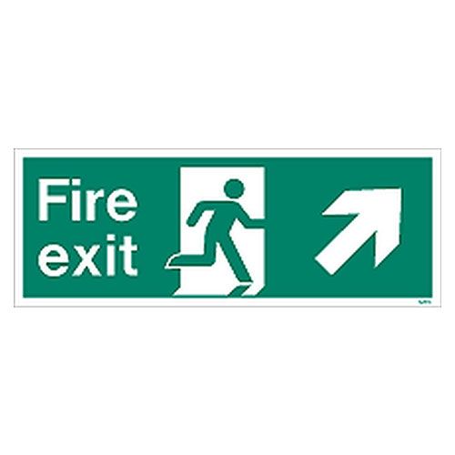 Firechief Sign FIRE EXIT UP RIGHT White (W438K)