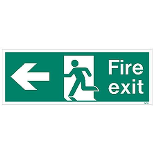 Firechief Sign FIRE EXIT LEFT White (W430K)