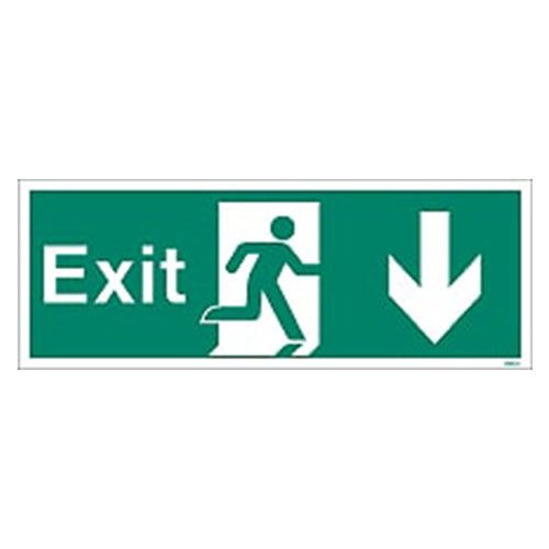 Firechief Sign EXIT DOWN White (W447K)