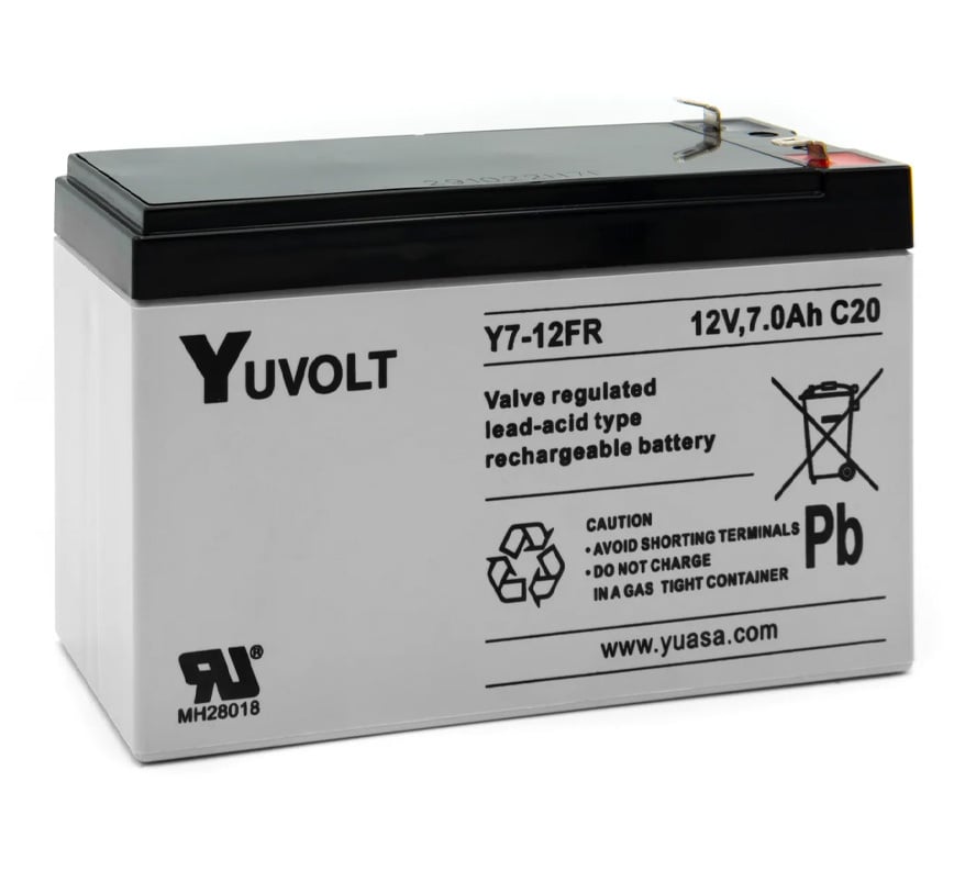 Yuasa Yuvolt 12v 7Ah Sealed Lead Acid Battery - Flame Retardant (Y7-12FR) - JEM Systems UK