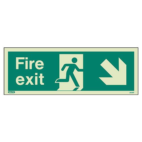 Firechief Sign FIRE EXIT DOWN RIGHT Photolum (439K/R)