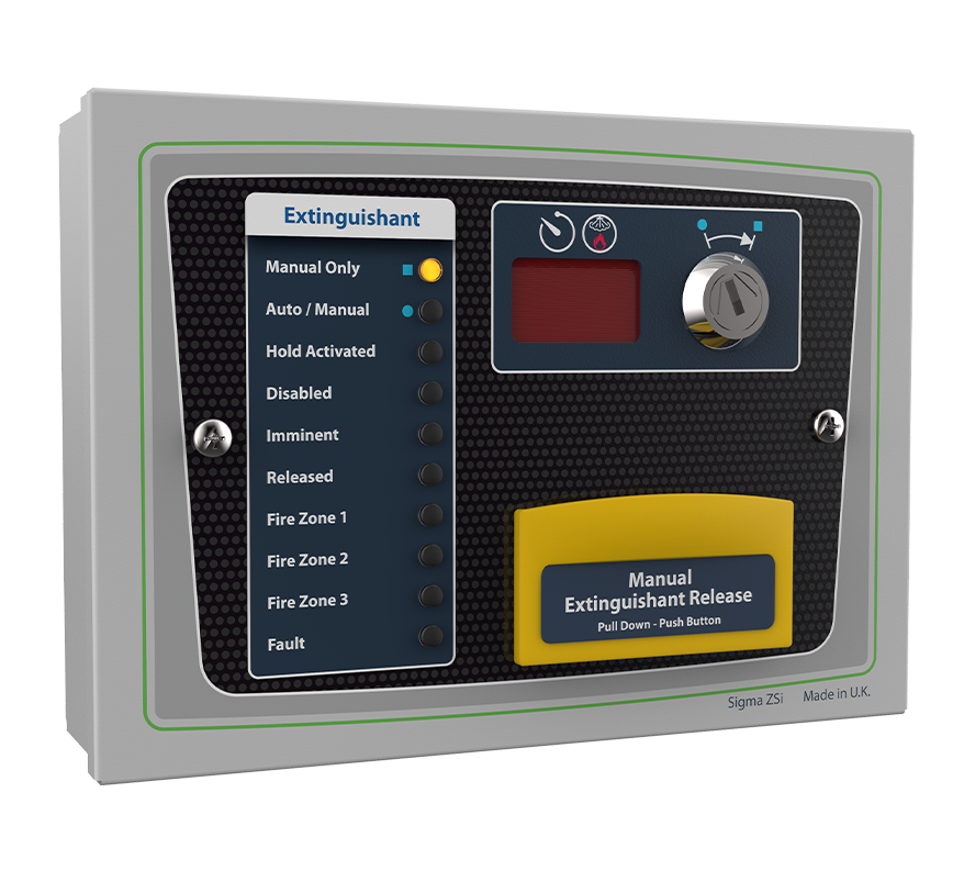 Kentec Sigma ZSi - 10 LED Extinguishant Status Unit c/w Manual Release & Mode Select Keyswitch (K921113M8) - JEM Systems UK