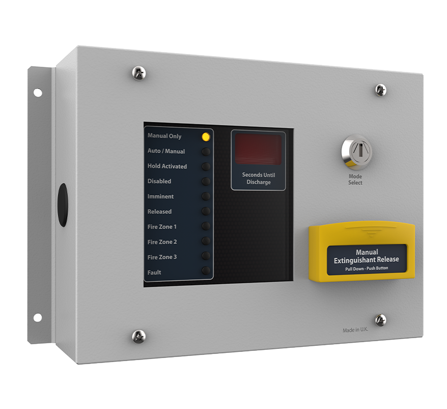 Kentec Sigma ZSi - 10 LED Weatherproof Extinguishant Status Unit c/w Manual Release & Mode Select Keyswitch (W921113W8) - JEM Systems UK