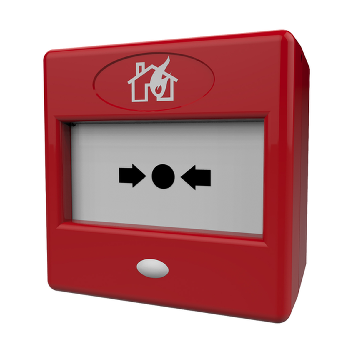 Red resettable manual call point used for weekly fire alarm testing
