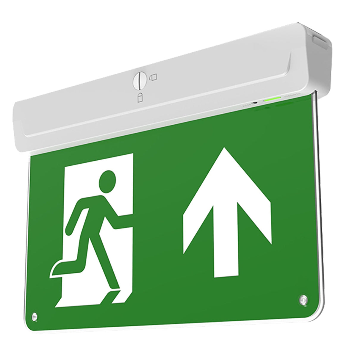 CQR illuminated LED emergency exit blade sign with running man and arrow