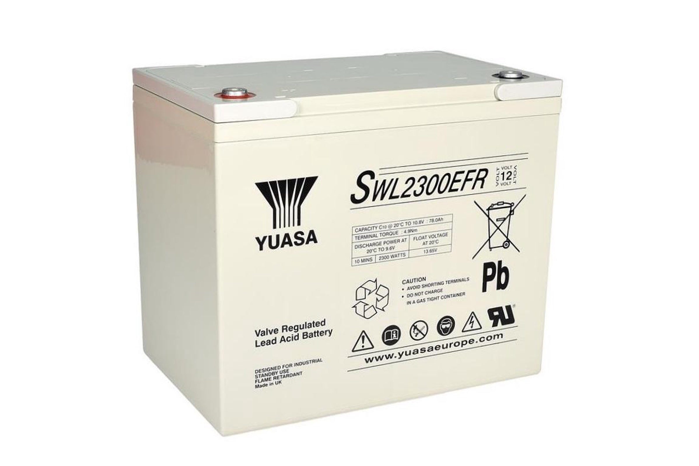 Yuasa 12V 80Ah Industrial VRLA Battery Flame Retardant