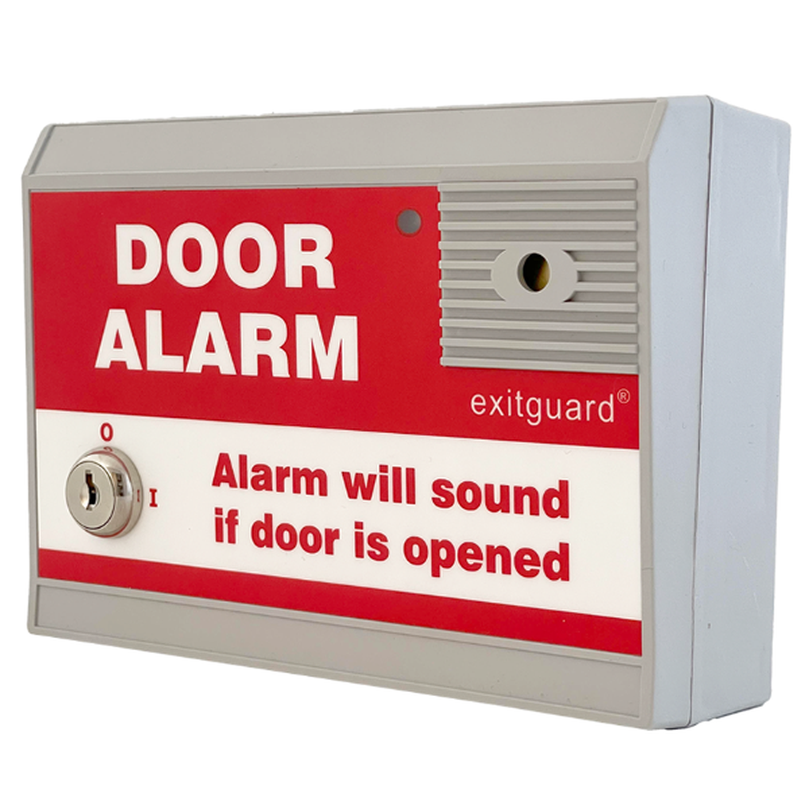 Hoyles Exitguard Door Alarm c/w Integral Keyswitch Mains Powered Red
