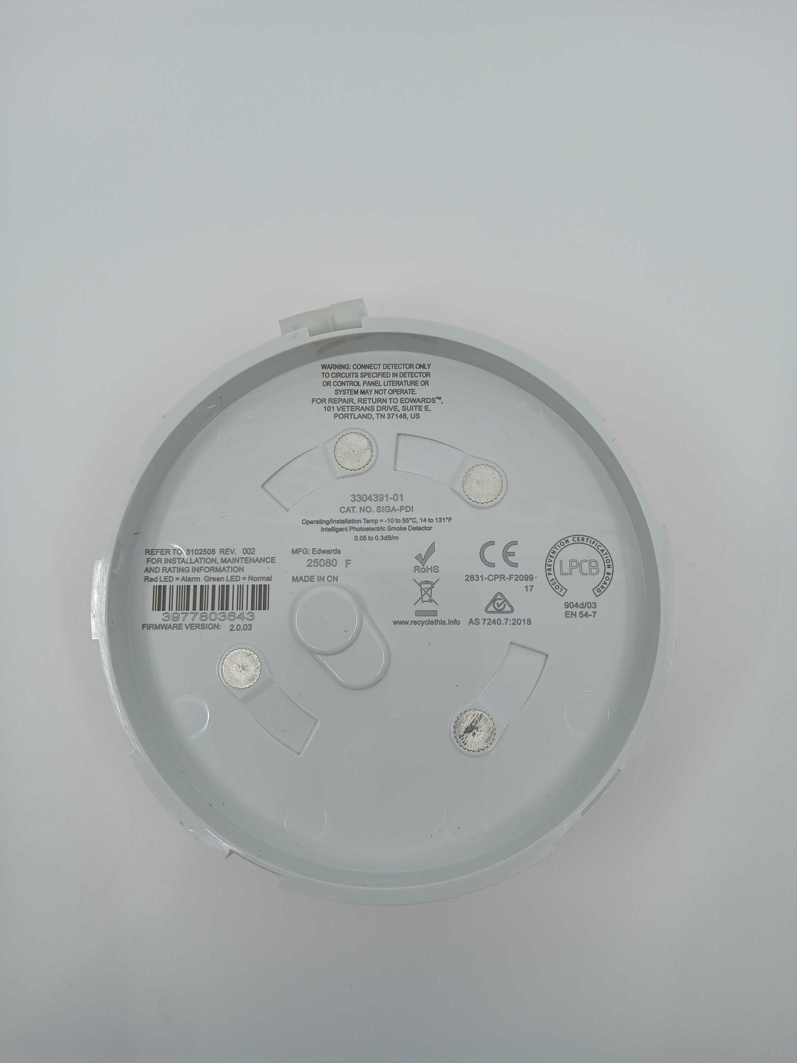 Edwards SIGA-PDI Intelligent Photoelectric Smoke Detector - EN54 Listed - JEM Systems UK