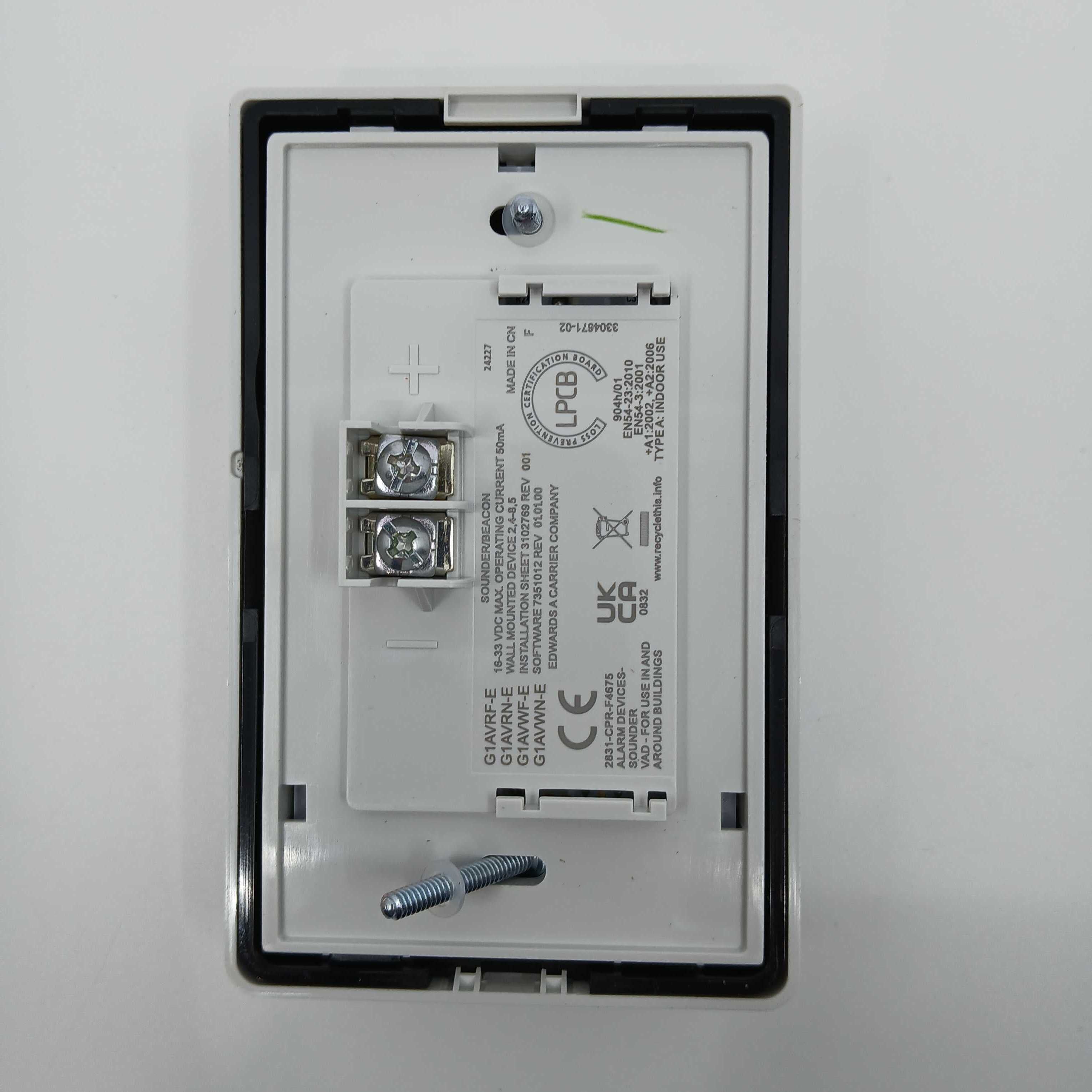 Edwards G1AVWF-E Compact Wall Sounder Beacon White Fire EN54 - JEM Systems UK